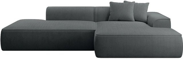 Erynel Ecksofa in Anthrazitgrau aus Cordsamt ohne Schlaffunktion Breite: 305 cm - Bild 1