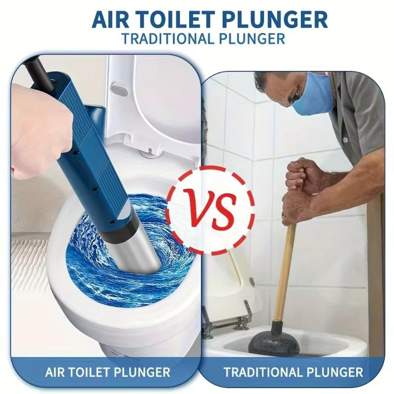 Untior Pipeline-Reinigungswerkzeug-Set mit Hochdruck-Kolben in Blau für Badezimmer, Toilette, Küche und Waschbecken zur Rohrreinigung und Entleerung von Abflussrohren - Bild 3