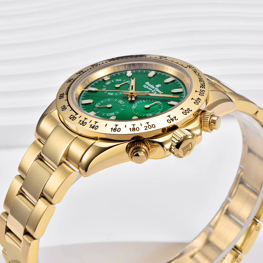 Rollstimi Armbanduhr, mechanisch, Edelstahl, Weiß, Herren - Bild 3