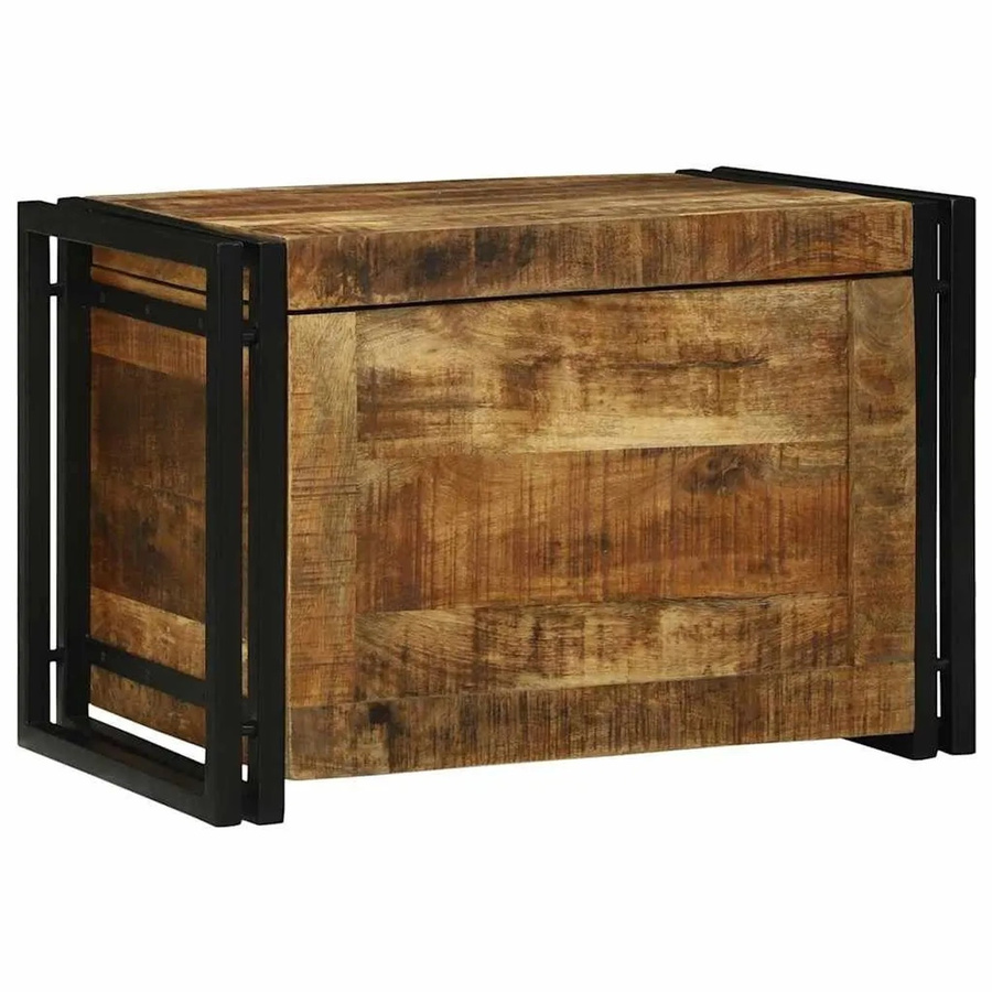 vidaXL Aufbewahrungsbox aus Mango Massivholz in Braun und Schwarz, B/T/H: 60 x 40 x 41 cm - Bild 2