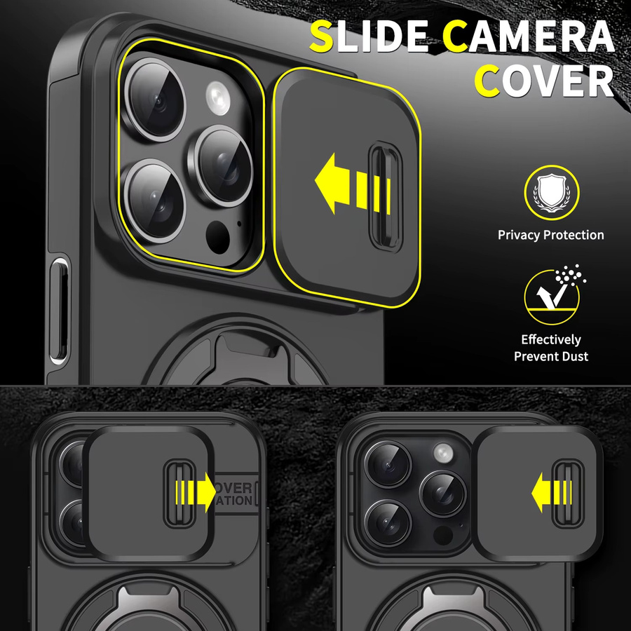 Robuste Rüstungshülle mit magnetischer Halterung und Schiebekamera-Schutz für iPhone 11 bis iPhone 17 Pro Max Plus in Schwarz und Blau - Bild 2