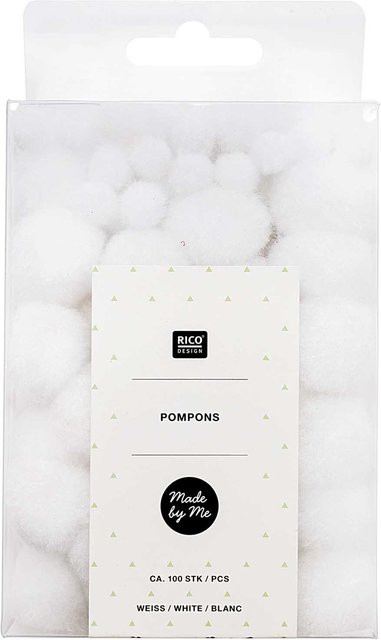 Rico Design Pompons in Weiß, 8mm und 20mm, ca. 100 Stück - Bild 1