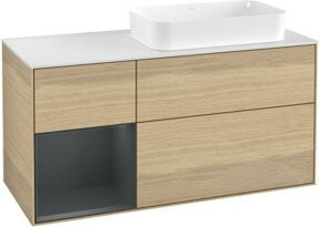 V&B Waschtischunterschrank Finion Wandbeleuchtung in Eichenoptik braun lackiert B/T/H: 120 x 60 cm - Bild 1