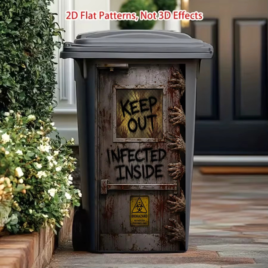 BRUP Halloween Zombie Aufkleber Keep Out Infected Inside Biohazard Motiv aus PVC in Mehrfarbig für Mülleimer und Gartendekoration - Bild 5