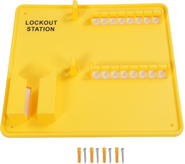 aimo Lockout Tagout Station zur Wandmontage aus hitzebeständigem Kunststoff in Gelb - Bild 1