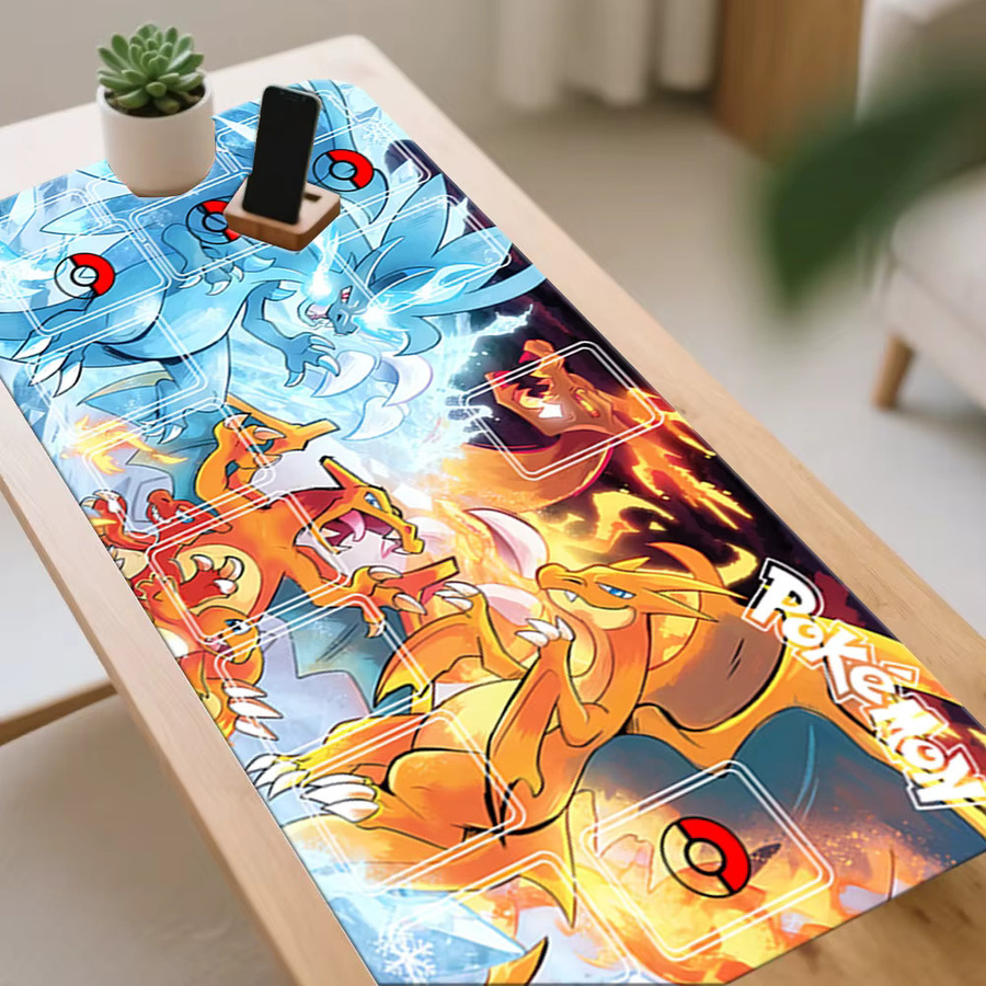 Potdemiel Gaming-Mauspad Pokemon Charizard vs Mega Charizard X Fire Ice Battle Schreibtischunterlage Multicolor - Bild 2