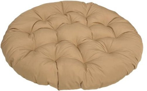 Papasan-Stuhlkissen von Borderless Boutique in Beige, rundes Outdoor-Kissen aus UV-beständigem Polyester mit Befestigungsbändern, Durchmesser: 60 cm - Bild 1