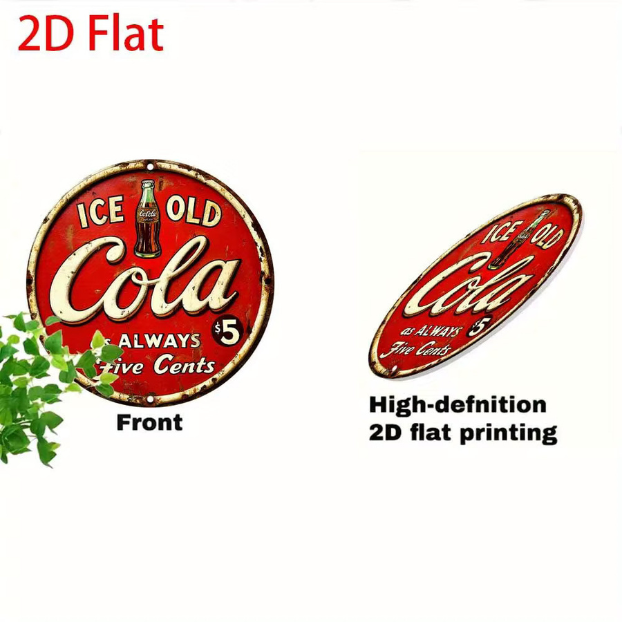 Potdemiel Vintage Ice-Cola Metall-Wandkunstschild, rundes Aluminium-Dekor in Rot, Durchmesser: 20,3 cm - Bild 3