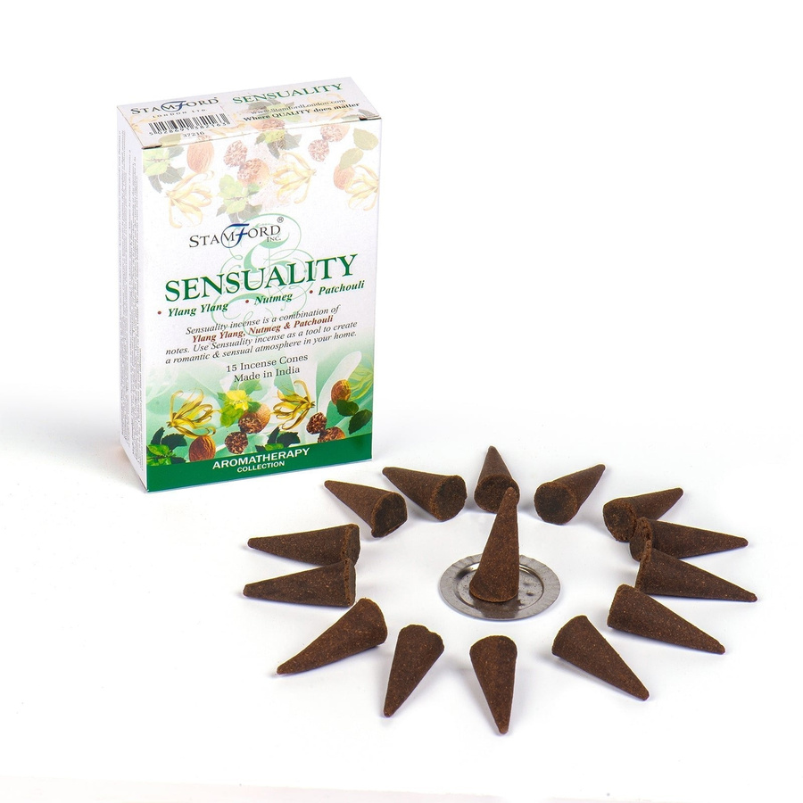 Stamford Räucherkegel Sinnlichkeit mit Halter, 15 Stück, floral mit Rose, Ylang-Ylang und Patchouli, dunkelbraun - Bild 2