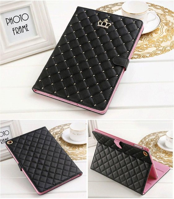 Crown Design Ledertasche Schutzhülle für iPad und iPad Mini in Schwarz - Bild 1