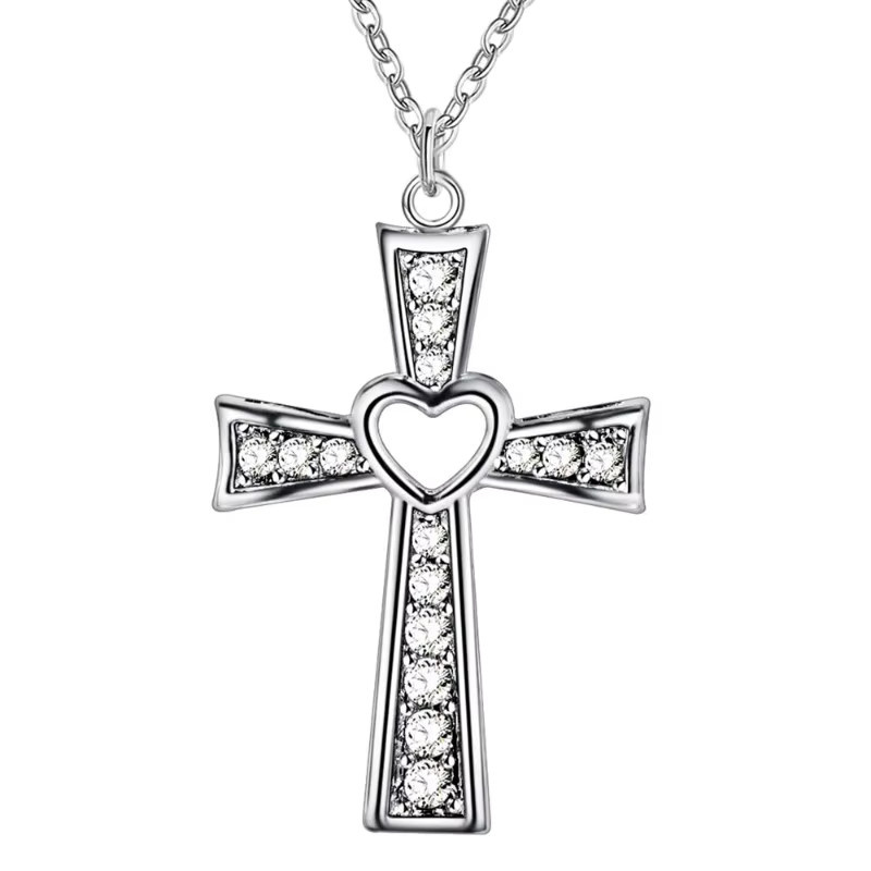 SAY Halskette 925 Silber, Herz-Kreuz-Anhänger, Zirkonia, Damen - Bild 4