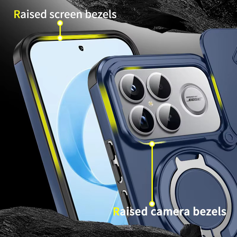 Evolou Stoßfeste Hybrid Handyhülle mit magnetischem Ring und Standfunktion für POCO F8 Ultra, F8 Pro und Redmi K90 Pro Max in Rot oder Blau - Bild 3
