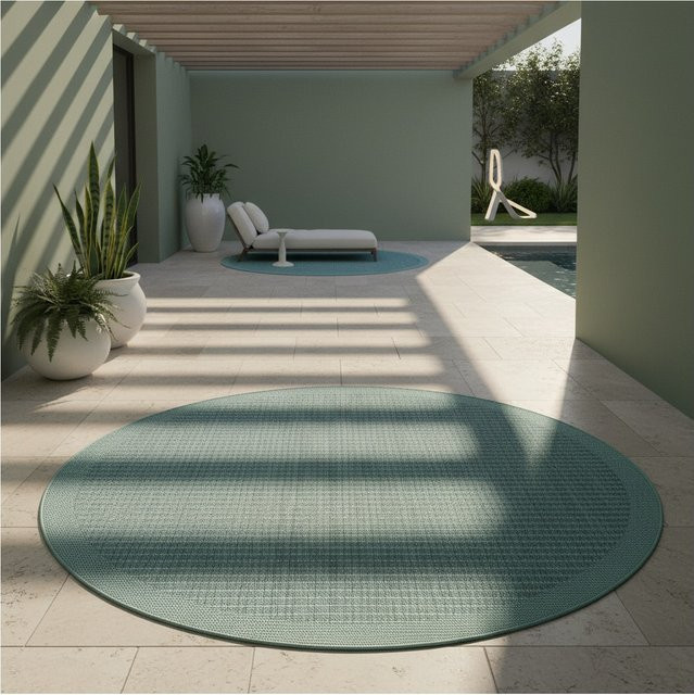 Kadima Design Outdoorteppich DAFNE, rund, Blau, Durchmesser: 120 cm - Bild 1