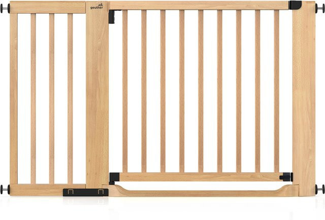 Geuther Türschutzgitter Easylock mit Flatstep aus Holz in Braun, erweiterbar von 125 cm bis 133 cm - Bild 1
