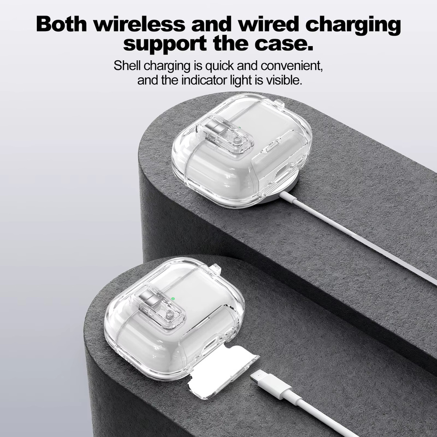 Transparente TPU-Schutzhülle für Apple AirPods Pro 2, AirPods 3 und AirPods 4 inklusive Schlüsselanhänger - Bild 2