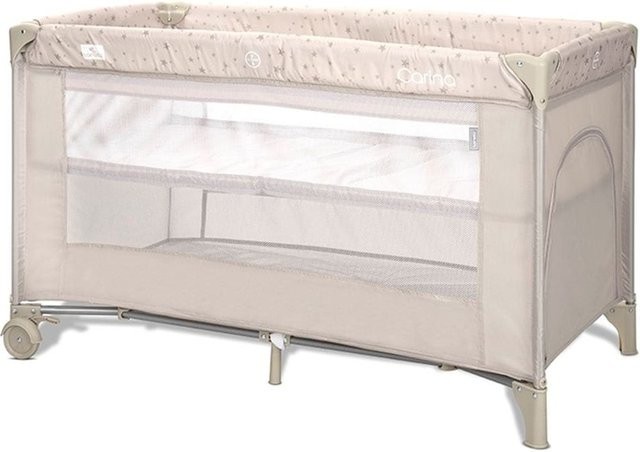 Lorelli Reisebett Carina in Beige mit 2 Ebenen, Matratze und Tragetasche, faltbar mit Rädern und Bremse - Bild 1