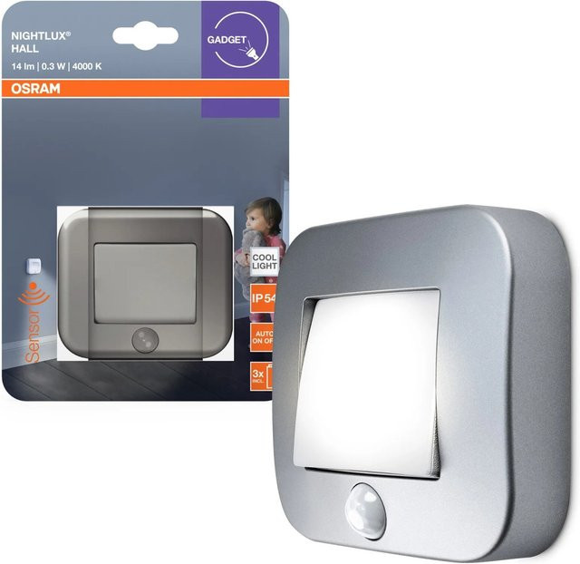 Osram LED-Nachtlicht Nightlux Hall Silber mit Bewegungsmelder und Dämmerungssensor, 0,25 W, 4000 K Kaltweiß - Bild 2
