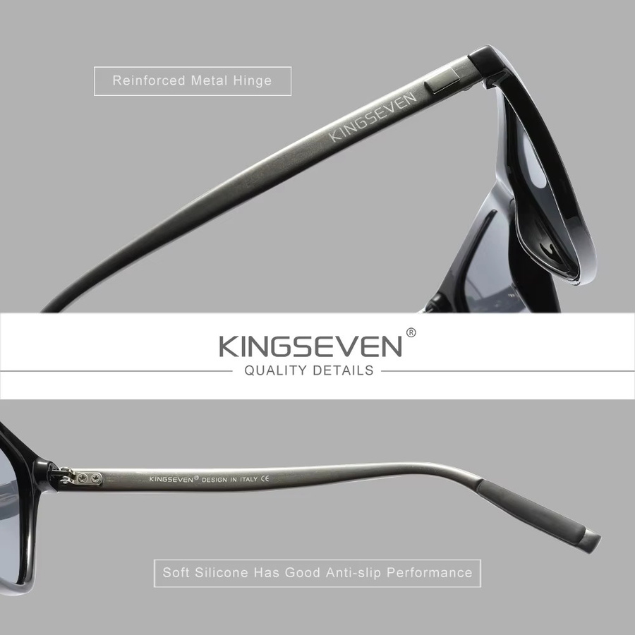 KINGSEVEN Sonnenbrille, Rechteckig, Vollrand, Kunststoff, Schwarz, Unisex - Bild 3