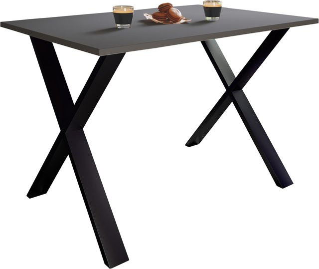 VCM Premium Esstisch Xona X aus Holz mit Holzstruktur-Nachbildung in matt, B/T/H: 140 x 80 x 76 cm - Bild 1