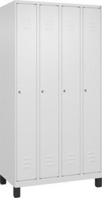 C+P Spind Classic PLUS Garderobenschrank mit 4 Abteilen, Füße, Zylinderschloss und 3 Garderobenhaken, Farbe: Anthrazit/Grau, H x B x T: 195 x 100 x 50 cm - Bild 1