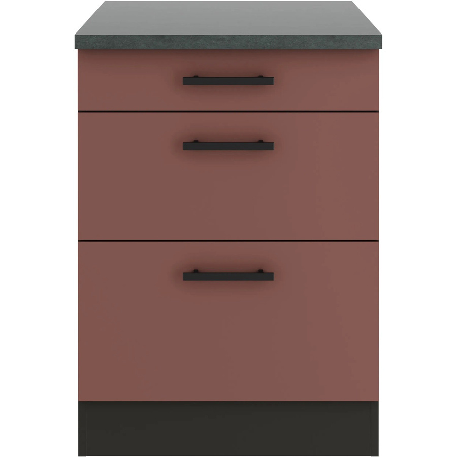 OPTIFIT Nizza407 Küchen-Unterschrank in Rostrot mit modernem Design und melaminbeschichteter Qualitätsspanplatte, Breite: 60 cm - Bild 2