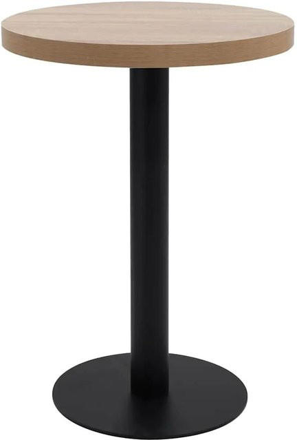 DELUKE Bistrotisch FLORI Rund, Hellbraun/Schwarz, Durchmesser: 60 cm, Höhe: 75 cm, MDF und Stahl - Bild 1