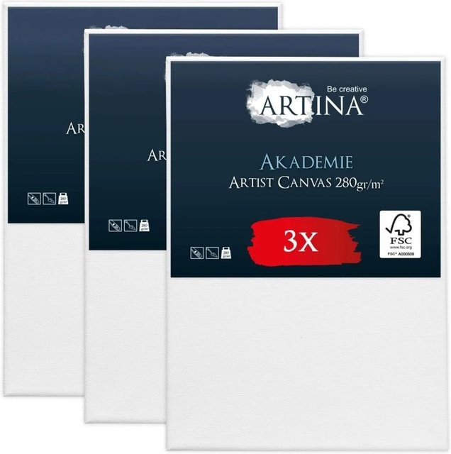Artina Akademie Keilrahmen Set aus FSC Holz in Weiß, 3er Pack, B: 90 cm, H: 130 cm - Bild 1