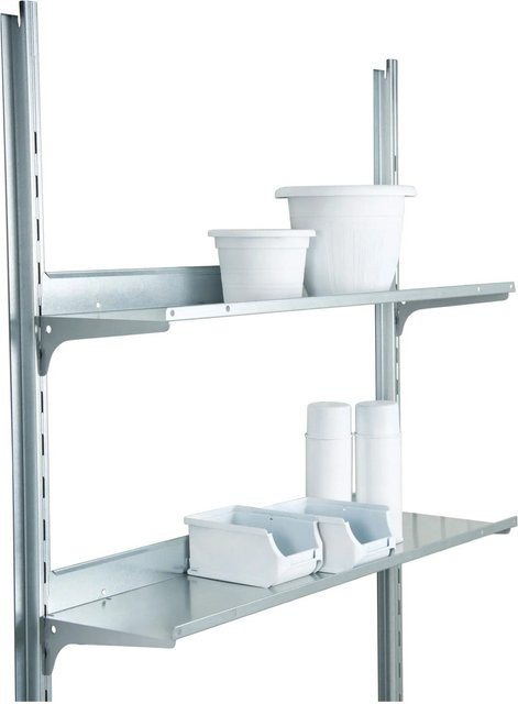 Biohort Regalsteher AvantGarde für Gerätehaus, 2er-Pack, Silber, mit verstellbaren Regalböden - Bild 1