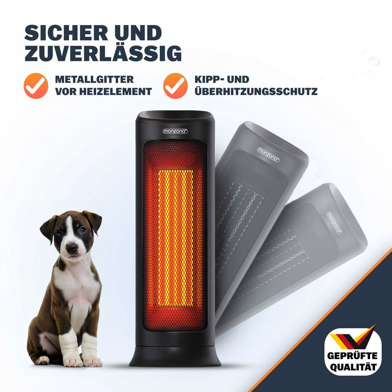 Monzana Keramik-Heizlüfter MZKH2200 Schwarz 2000W - Bild 3