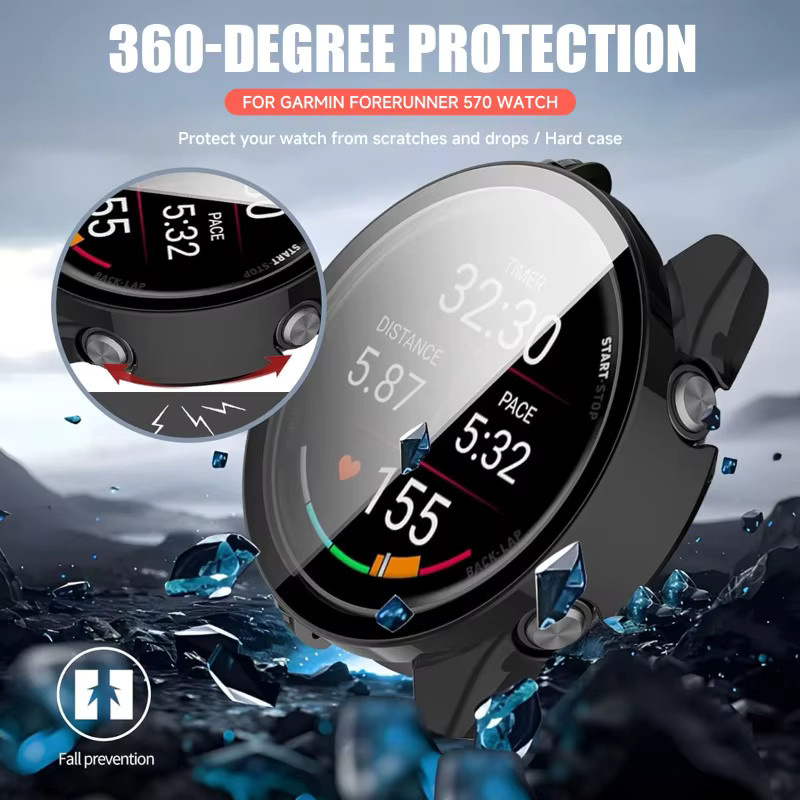 CAOWTAN Uhrenzubehör, PC-Gehäuse + Glas für Garmin Forerunner 570, Schwarz, Unisex - Bild 3