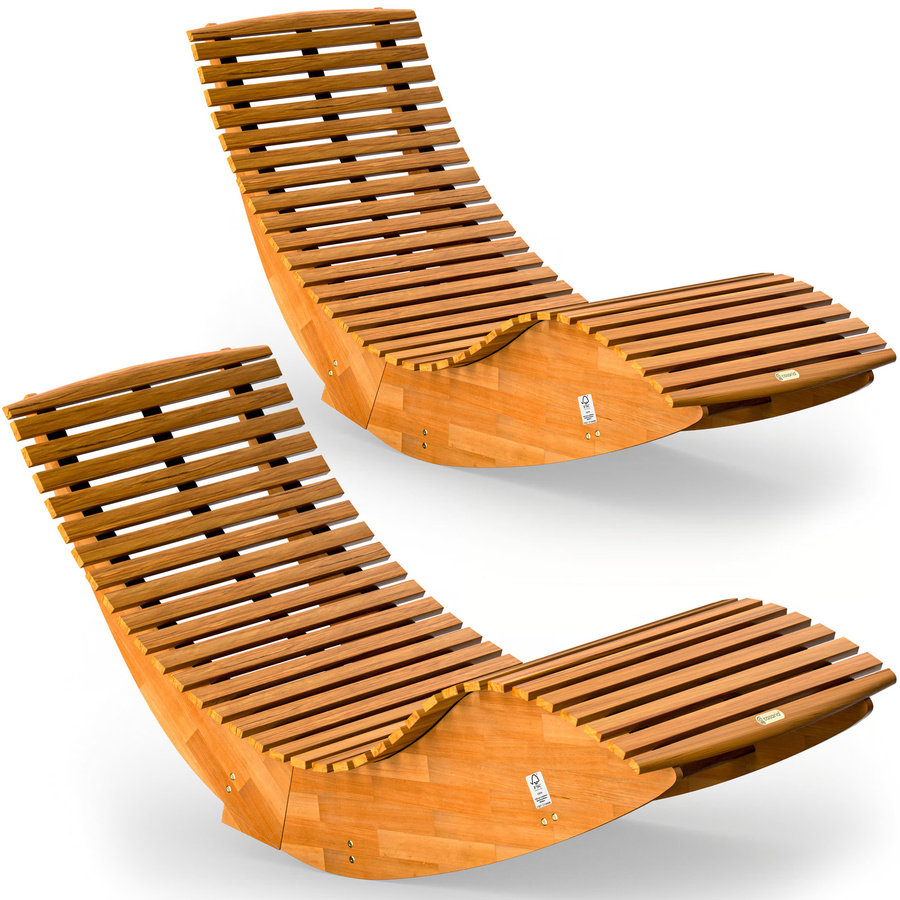 CASARIA Saunaliege Java 2er-Set aus Akazienholz in Braun, ergonomisch und klappbar - Bild 2