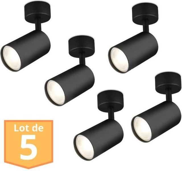Set mit 5 ausrichtbaren Deckenstrahlern in Schwarz aus Aluminium mit GU10 Fassung und 35W - Bild 1