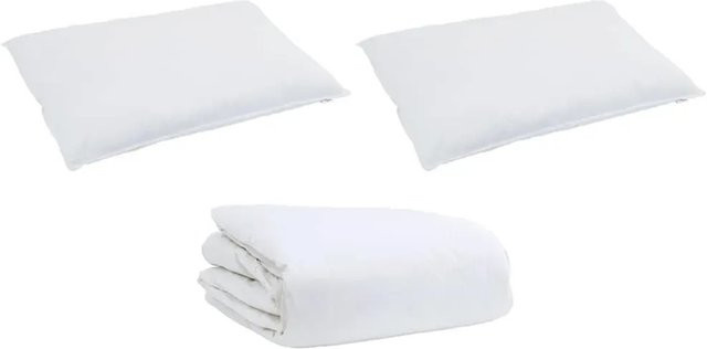 vidaXL Bettdecken-Set mit Kissen aus Daunen und Federn, 3-teilig, Weiß, B/H: 240 x 220 cm - Bild 1