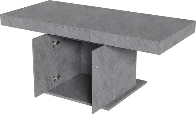 okwish Esstisch ausziehbar in Grau mit Stauraum, B/T: 180 x 80 cm - Bild 1
