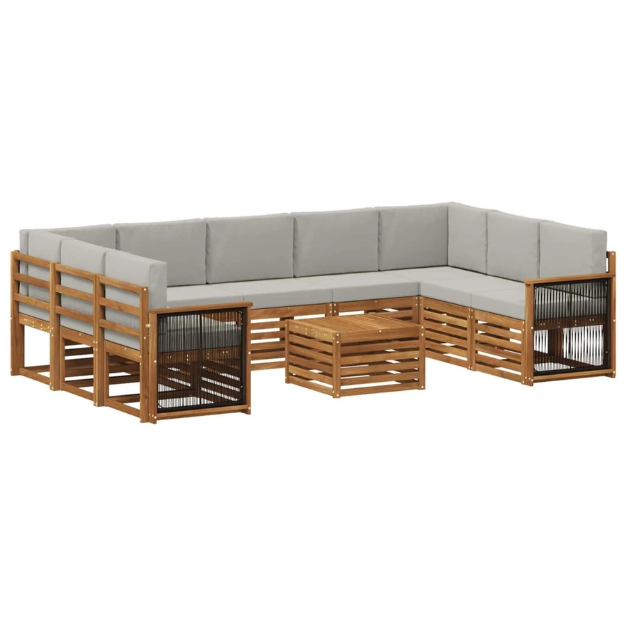 vidaXL Sofagarnitur aus Massivholz Akazie im modernen Latten-Design mit Armlehnen - Bild 2