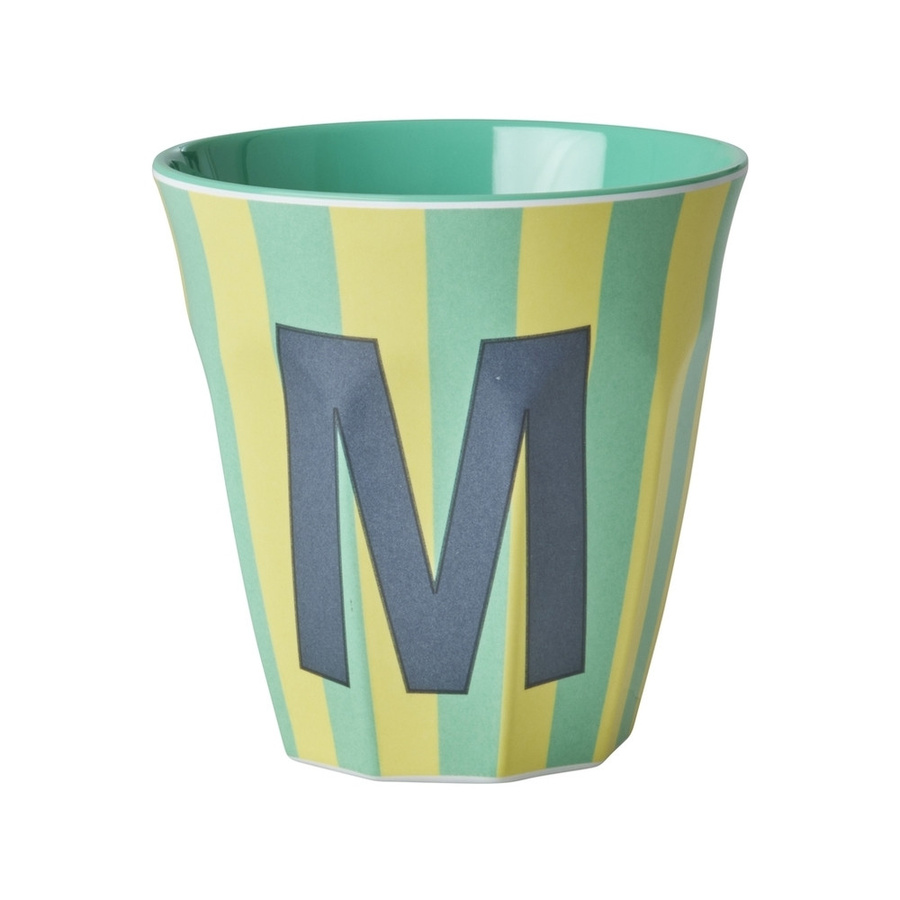 Rice Melamin Becher Buchstabe M mit Streifen in Blau, 250 ml - Bild 1