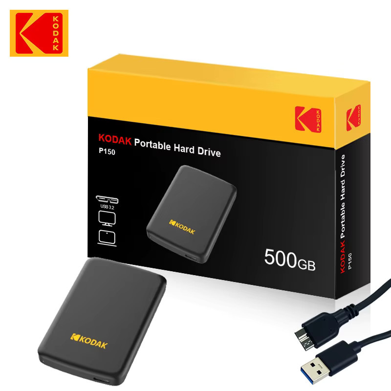 Kodak P150 Externe Festplatte HDD mit USB 3.0 und USB-A Anschluss, Schwarz, 1 TB oder 500 GB Kapazität für PC, Laptop und Smartphone - Bild 2