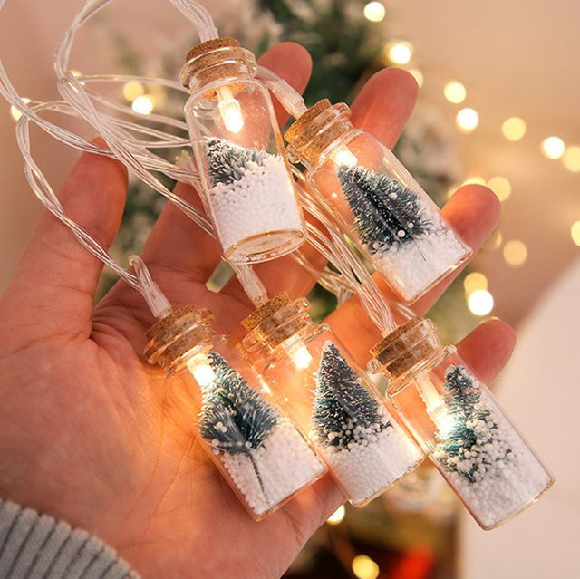 LED Weihnachts Wunschflaschen Lichterkette mit 10 LEDs in Transparent und Warmweiß, 1,5 m Länge - Bild 1