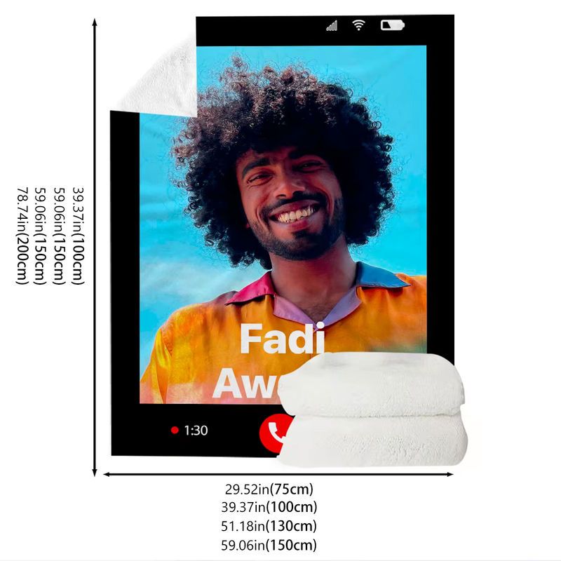 Personalisierte Decke mit individuellem Foto-Upload im Video-Anruf-Design für Sofa, Bett oder Outdoor-Reisen - Bild 3