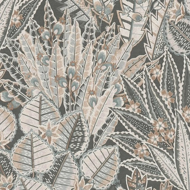 PROFHOME Floral Tapete Blumen Art Nouveau Matt in Schwarz Braun Grau Weiß, Breite: 0,53 m, Länge: 10,05 m - Bild 1
