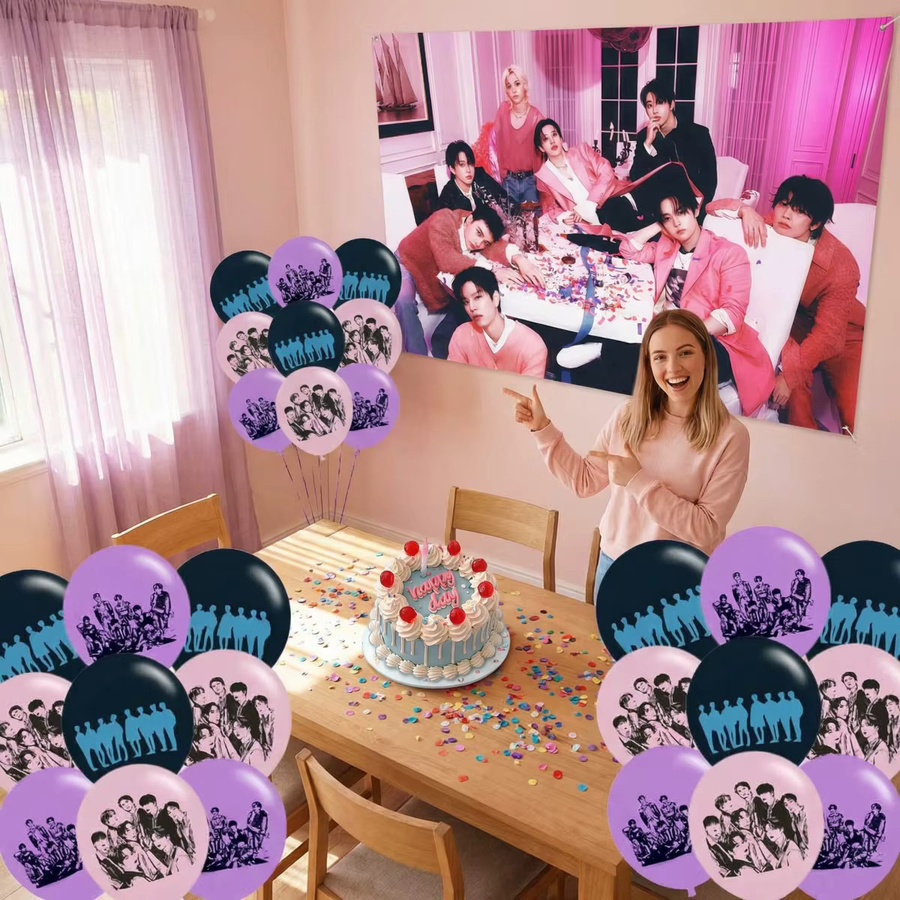 Doit Merch Stray Kids Hintergrundtuch und Ballon Set für Kpop Fan-Partys und Geburtstage - Bild 2