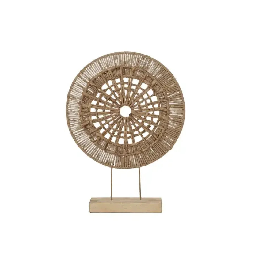 Lolaa Deko-Objekt Helia in Beige mit gewebtem Muster und Holzoptik auf Ständer, Höhe: 55 cm - Bild 1