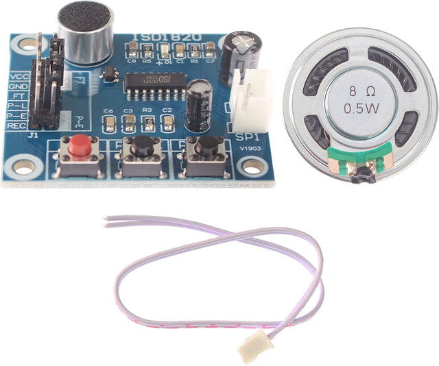 ISD1820 Sprachaufzeichnungsmodul in Blau mit Mikrofon und 0,5 W 8 Ohm Lautsprecher für deine DIY-Sound-Elektronik - Bild 1
