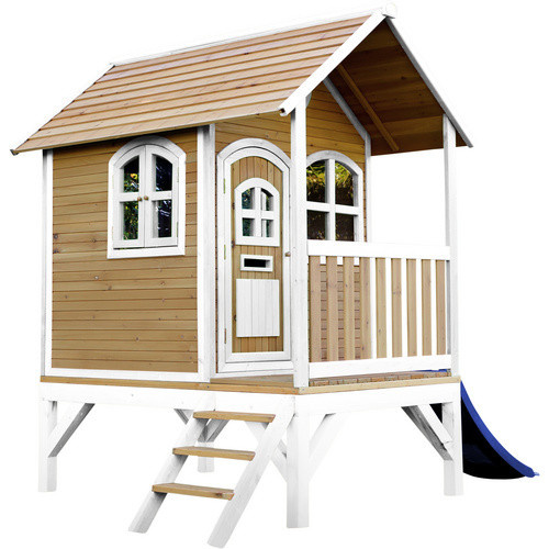 Axi Spielturm Tom aus Holz in Braun und Weiß mit blauer Rutsche, B/H/T: 287 x 231 x 191 cm - Bild 2