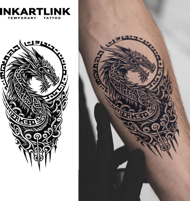 INKARTLINK Rune Dragon Juice Tattoo-Patch, wasserfest - Bild 1