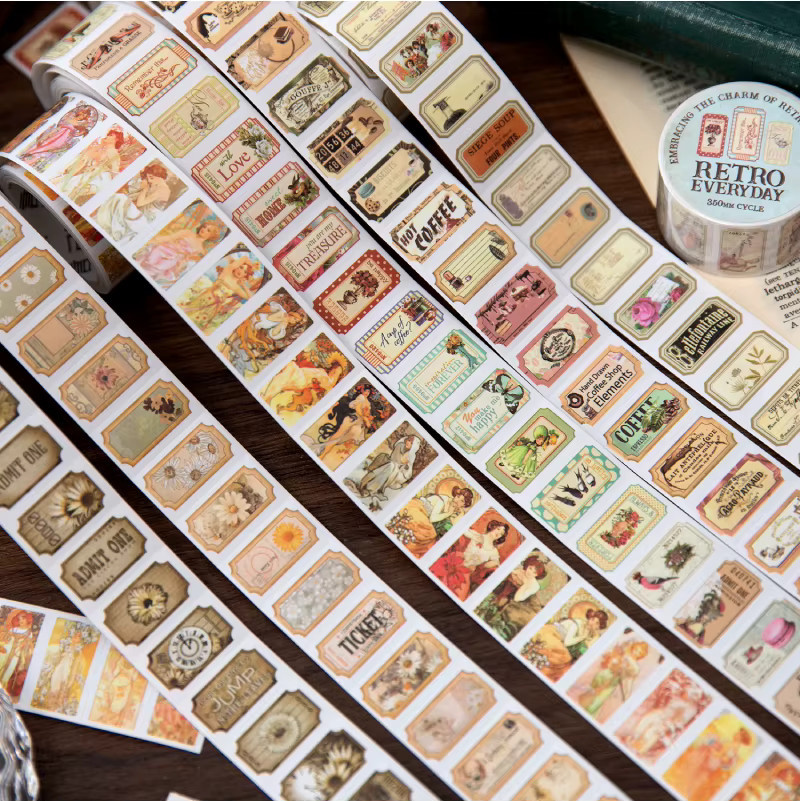Vintage Brief Washi Tape Dekor Bänder in Multicolour für Scrapbooking und DIY Bastelarbeiten, Breite: 2,5 cm - Bild 2