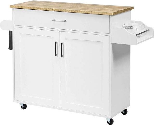 Costway Küchenwagen aus Holz in Weiß B/T/H: 116 x 40 x 85 cm - Bild 1