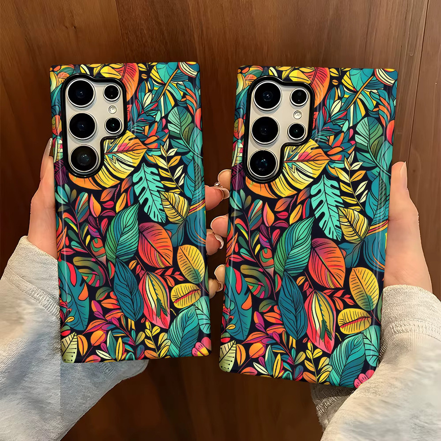 Glänzende Handyhülle mit Blattmuster für Samsung Galaxy S26 S25 S24 S23 S20 FE A56 A36 Ultra in Multicolour - Bild 4