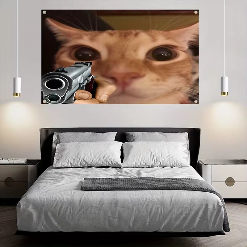 Mairuige Lustige Katzenflagge als Wandbehang und Wandteppich für Innen- und Außenbereiche, B/H: 60 x 60 cm - Bild 4