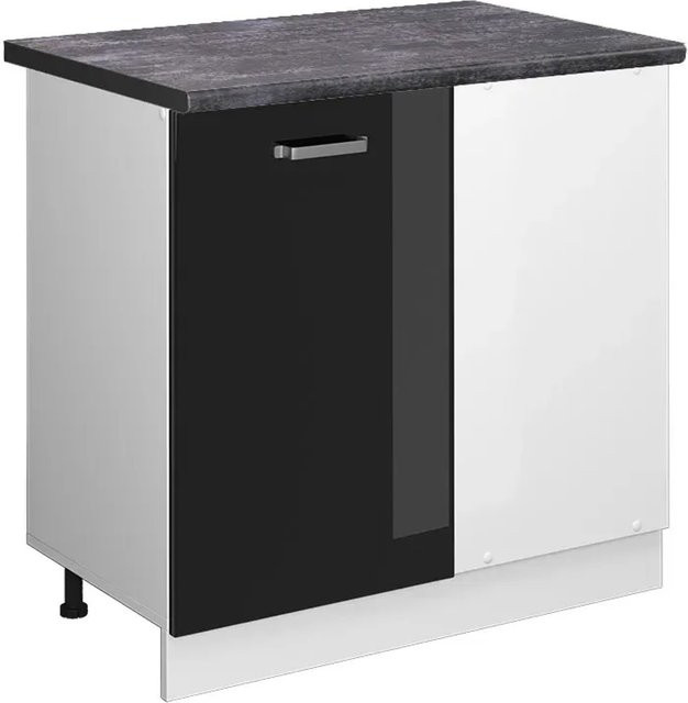 Vicco Eckunterschrank R-Line für die Küche, Hochglanz Schwarz/Weiß/Anthrazit, H: 86 cm, B: 60 cm, T: 76,7 cm - Bild 1